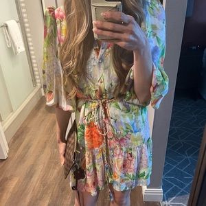 Alice and Olivia ANTONETTE LONG SLEEVE BUTTON FRONT MINI DRESS size 4